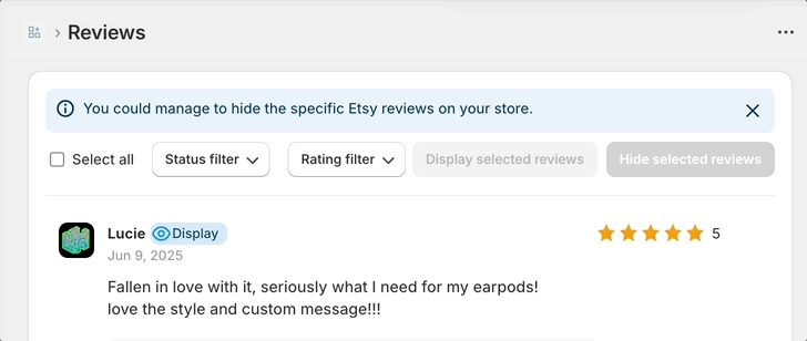 Review Visibility Control
