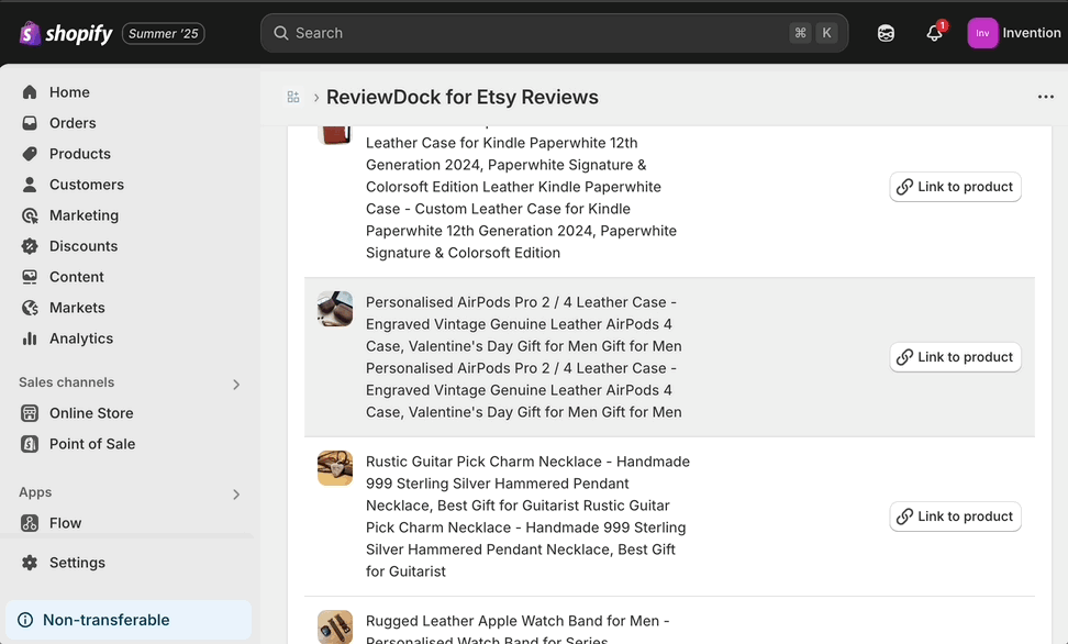 Linking Etsy Listings to Shopify Products